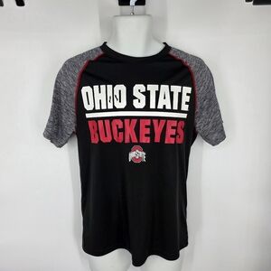 Ohio State Buckeyes Shirt Mens Medium Black Gray Raglan Performance T-Shirt NCAA